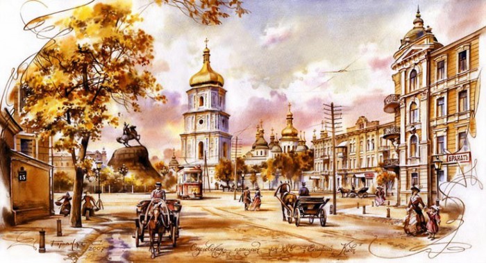 Городские акварельные пейзажи художника Сергея Брандта