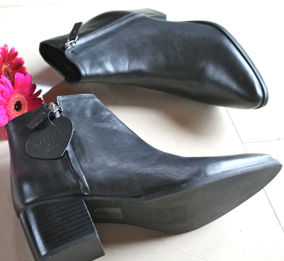 topshop black leather ankle boots 1