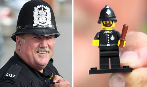 Полицейский и человечек Lego  вещи, животные, люди, сходство