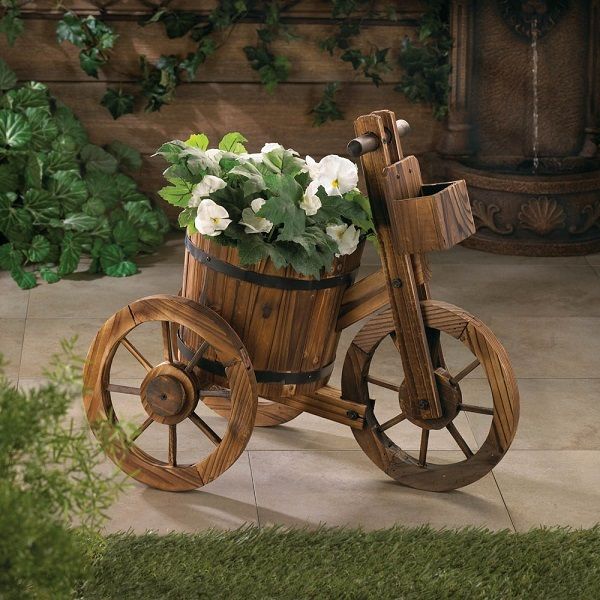 Wooden Tricycle Flower Pot Holder Plant Stand