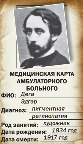 «На приёме у врача. Помогла бы современная медицина Гоголю и Дега? «АиФ. Здоровье» продолжает рубрику, в которой рассказывает, как раньше лечили разные болезни и как это делают сейчас. А в качестве примера мы приводим истории болезни известных людей, многим из которых сегодня могли бы помочь. Гоголь очень любил лечиться: приезжая в более-менее крупный город, методично обходил местных врачей и потом обстоятельно описывал результаты этих посещений родным и друзьям. Мнения врачей никогда не совпадали, чему писатель не переставал удивляться.   То радость, то печаль По свидетельству современников, и мать, и отец писателя были подвержены резким сменам настроения. Когда маленького Николая, учившегося в гимназии, навестила мать, она произвела неизгладимое впечатление на его сокурсников, которые и на склоне лет вспоминали этот визит. Мать Гоголя легко балансировала между весельем и самобичеванием. Нам это важно знать, так как маниакально-депрессивный синдром часто передаётся по наследству. Но для писателя эта болезнь была в некотором роде благом, особенно в те её периоды, когда Гоголь ощущал эмоциональный подъём: именно в это время были написаны, например, «Вечера на хуторе близ Диканьки». Для болезни характерны чередования депрессивной фазы, когда возникает отвращение к жизни, и маниакальной, когда ощущается эмоциональный подъём. Лучшие произведения Гоголя были написаны в периоды подъёма. Гоголь в это время мог, например, станцевать прямо на улице во время прогулки. Он много и с аппетитом ел, весело распевал украинские песни, путешествовал. А когда наступала депрессия, писатель резко отказывался от еды, вследствие чего сильно худел, его мучили галлюцинации. Несколько раз он впадал в летаргический сон, так что его опасения быть похороненным заживо имели под собой реальную почву. Профессиональный больной Во время депрессий Гоголь методично объезжал всех более-менее грамотных врачей, кроме психиатров. И это не его вина — писателю при жизни никто не ставил психиатрического диагноза. Приступы затяжной депрессии сопровождались сильными болями в области сердца и желудка, спазмами в груди, головными болями, продолжительными запорами. Врачи того времени не смогли правильно поставить диагноз знаменитому пациенту, зато назначали лечение от всех тех симптомов, которые беспокоили Гоголя. Постепенно у писателя развилась фобия отравления лекарствами, он перестал принимать рекомендованные препараты. Убеждённый, что стоит ему заснуть, как он умрёт, Гоголь начал спать только сидя. Последние 10 лет жизни были особенно тяжёлыми — спад в творчестве, резкое изменение характера, болезненное самочувствие. Перед смертью изнурённого писателя насильно лечили холодными обливаниями, пиявками, обкладывали его истощённое тело горячими хлебами, капали на макушку нашатырный спирт. Как Гоголь и боялся, он умер во сне. Слухи о том, что писателя похоронили заживо, не подтвердились. Современный подход Из-за опасности суицидальных попыток таких пациентов лечат сегодня только в условиях стационара и в чёткой зависимости от текущего периода болезни. При депрессивном периоде назначают антидепрессанты, при маниакальной фазе лечат нейролептиками с седативным или антиманиакальным действием. В депрессивный или маниакальный период больной нетрудоспособен. Между этими периодами он может работать.   Когда поклонники Дега интересовались, почему он начал рисовать картины расплывчатыми, порой даже грубыми мазками, а его нежные пастельные оттенки вдруг стали более яркими, художник коротко отвечал: «Я так вижу». Дега отличался желчным характером, поэтому никто не рискнул попросить его разъяснить эту фразу. Все считали, что мастер имел в виду свои художественные пристрастия. Внутренним зрением И только когда современные искусствоведы и медики стали изучать картины и письма «позднего» Дега, стало понятно, что эту фразу художник произносил, имея в виду её прямой смысл. К началу 1900‑х годов мастер начал слепнуть, на таблице для проверки зрения он с трудом различал первую строчку. Всё, что художник рисовал, он видел внутренним зрением. Благодаря таланту и воображению картины этого периода были образны, хотя и более абстрактны, чем те, которые были написаны ранее. Зрение ухудшалось с катастрофической скоростью. Со временем Дега начал не только допускать ошибки в письмах, но и испытывал сложности в работе. Он ищет возможность заниматься любимым делом без ущерба для качества живописи и переходит на работу пастелью. Выбор не случаен — пастелью легче рисовать, можно обойтись без того уровня точности, который необходим при работе с масляной краской, и, главное, можно писать, уткнувшись носом в холст. Когда Дега настигает полная слепота, на помощь приходит давнишнее увлечение скульптурой. Не в силах расстаться с любимым сюжетом, он начинает лепить из воска фигурки танцовщиц. После его смерти почитатели таланта Дега отольют их в бронзе. Лечить природой А началось всё во время франко-прусской войны. Дега счёл своим долгом записаться добровольцем и в 1870 году впервые в жизни взял в руки винтовку. Вот тут-то выяснилось, что он плохо видит правым глазом. Но писать картины это не мешало, поэтому к врачу художник обратился только семь лет спустя, когда стало ясно, что это может угрожать его профессии. Врач посоветовал поехать на чистый воздух, в деревню, несколько месяцев ничего не читать и не рисовать. А самое главное — больше любоваться природой, чтобы зелёный цвет благотворно воздействовал на глаза. При солнечной погоде полагалось носить дымчатые очки. Однако лето в деревне не помогло. Промучившись ещё несколько лет, Дега начал обходить известных на тот момент врачей. Но тогда ещё не умели ни диагностировать патологии сетчатки, ни лечить их. Главным врагом ухудшающегося зрения считали солнечный свет. Непонятные заболевания глаз лечили с помощью очков со стёклами дымчатого и фиолетового цвета. Также считалось, что если в стекле очков вырезать отверстие, то действие света нейтрализуется. Современный подход Для современной офтальмологии диагностика ретинопатии трудностей не представляет — необходимо провести офтальмоскопию и исследование зрительных функций. Затем как можно скорее приступают к лечению — ретинопатия имеет склонность к быстрому прогрессированию. Применяют сосудорасширяющую терапию, назначают витамины группы В в виде инъекций, биогенные стимуляторы. При необходимости пересаживают волокна мышц глазного яблока к заднему отделу глаза с целью улучшения снабжения сетчатки кровью. Но и сегодня прогноз остаётся неблагоприятным. Источник <a href=