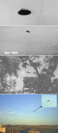 Вот такие «тарелки» летали над военными базами США в 50 - 60-е годы (вверху). Нижний снимок сделан в 2008 году над Форт Уортом.