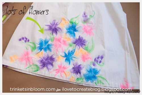 Роспись платья маркерами для ткани. Акварельные цветы
