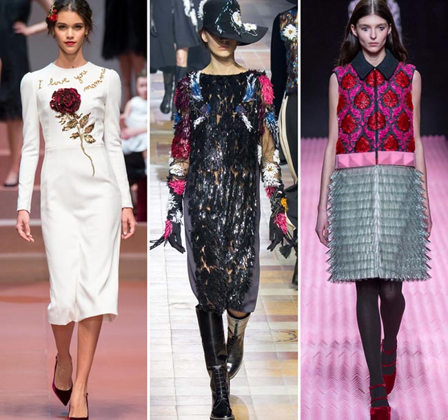 Девушки в платьях с 3D декором - тенденции моды сезона осень/зима 2015-2016