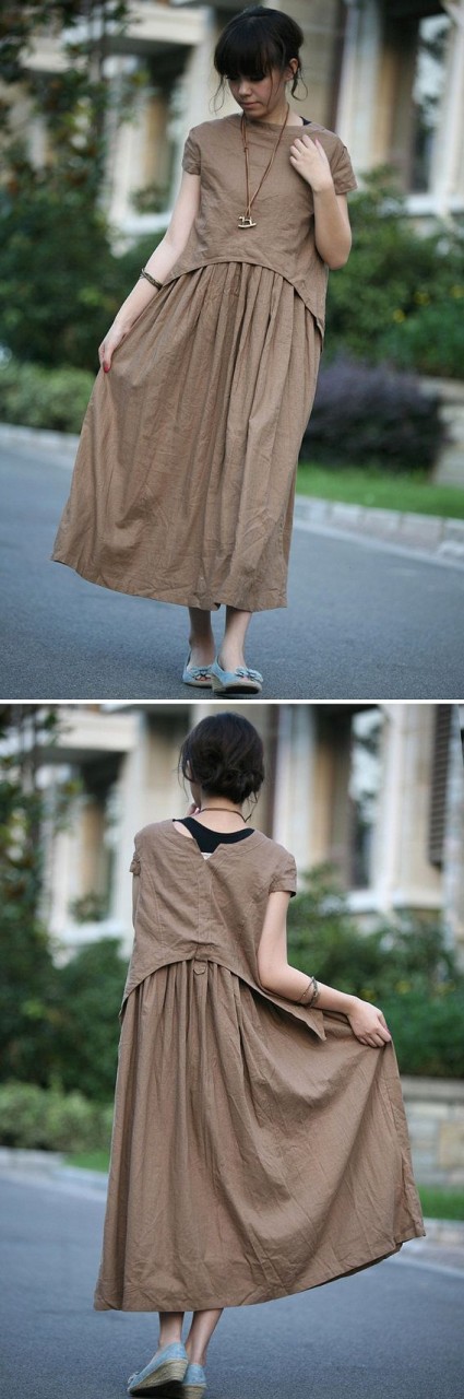 tan colour long linen sundressmore colour and size by thesimpson, $58.00