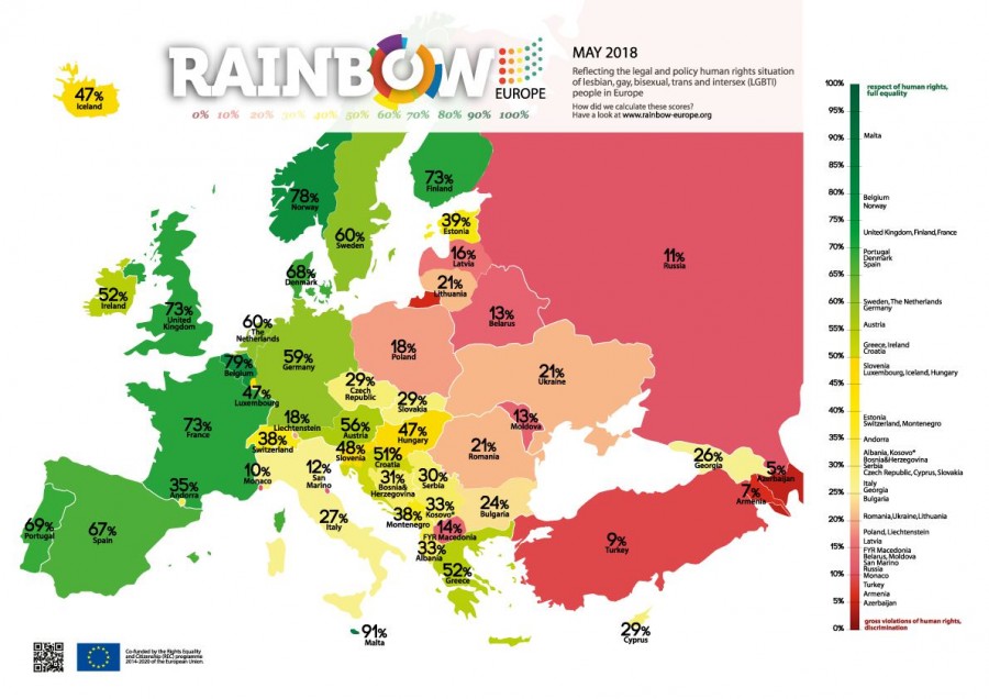Карта гомофобии в Европе