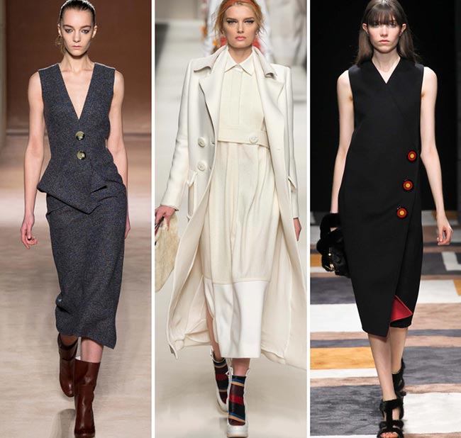 Девушки в костюмах с крупными пуговицами - тенденции моды сезона осень/зима 2015-2016