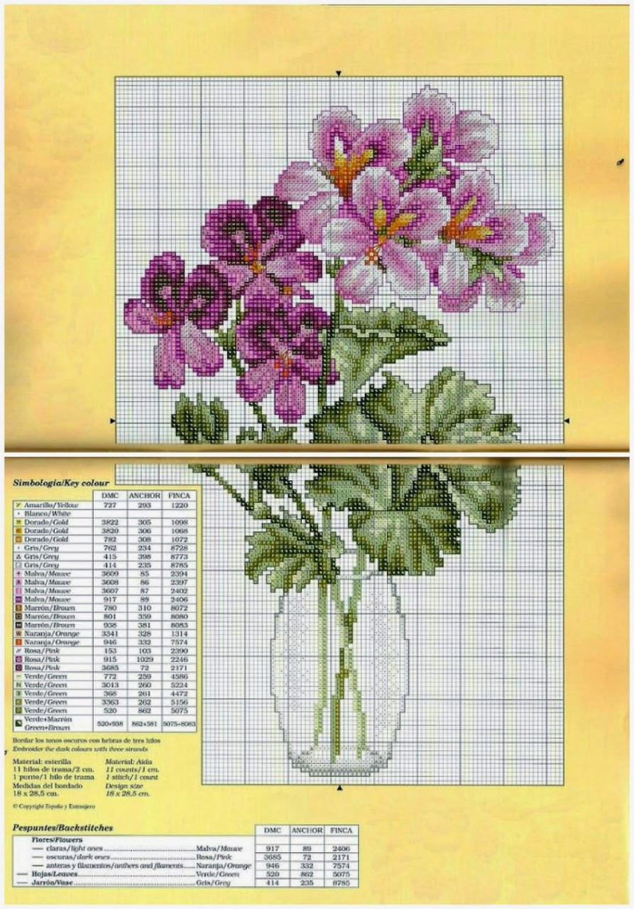 Вышивка крестиком цветы схемы