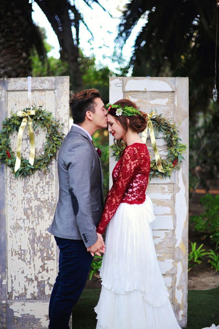 Нежное платье с красным кружевным болеро платье, свадьба