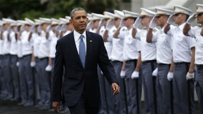 Президент США Барак Обама на торжественной церемонии в Военной Академии Вест-Пойнт 28 мая 2014 года