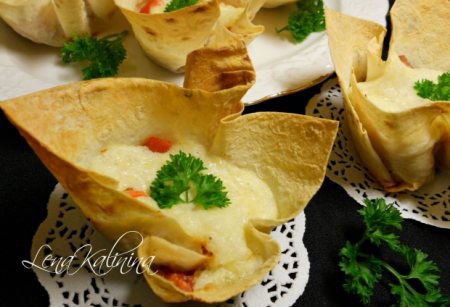 Корзиночки из лаваша с рисово-сырным кремом