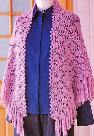 Ажурная шаль крючком