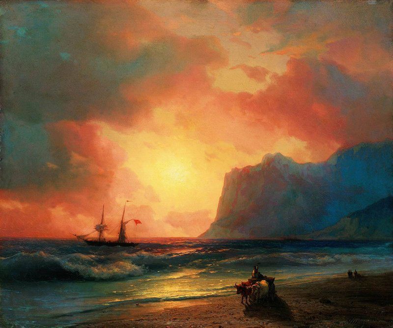 9. Заход солнца на море (1866) Айвазовский, картина, пейзаж, художник