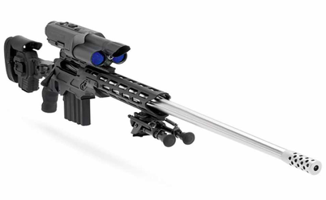 Bolt-Action .338 TP TrackingPoint является американской компанией, которая производит винтовки с высокоточной технологией, которая вычисляет диапазон до цели и оптимизирует физические настройки соответствующим образом. Этот Bolt-Action .338 TP стоит около $ 50 000.
