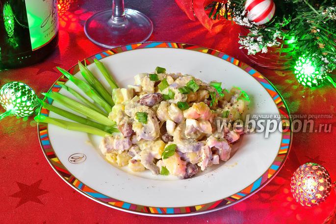 Фото Зимний салат с грибами и фасолью