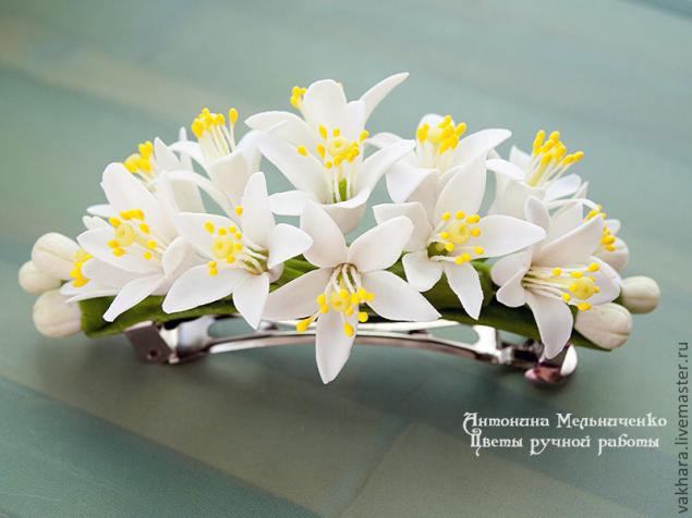 Цветы апельсина из холодного фарфора и полимерной глины. Мастер-класс