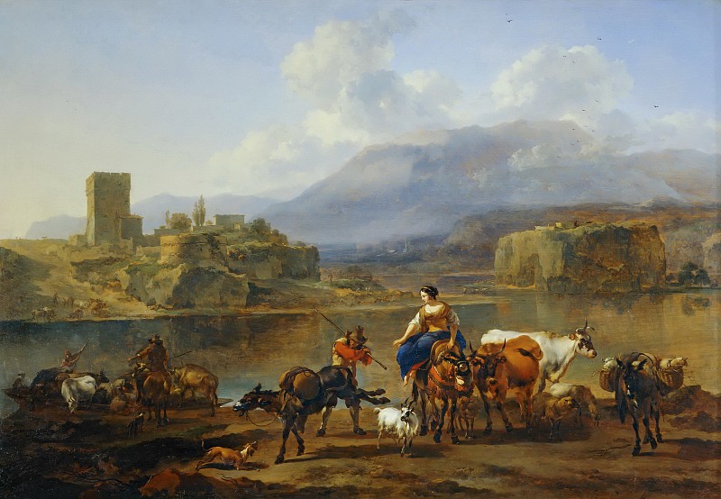 Николас Берхем - Пейзаж с пастухами и стадом. 1650-75. Лувр