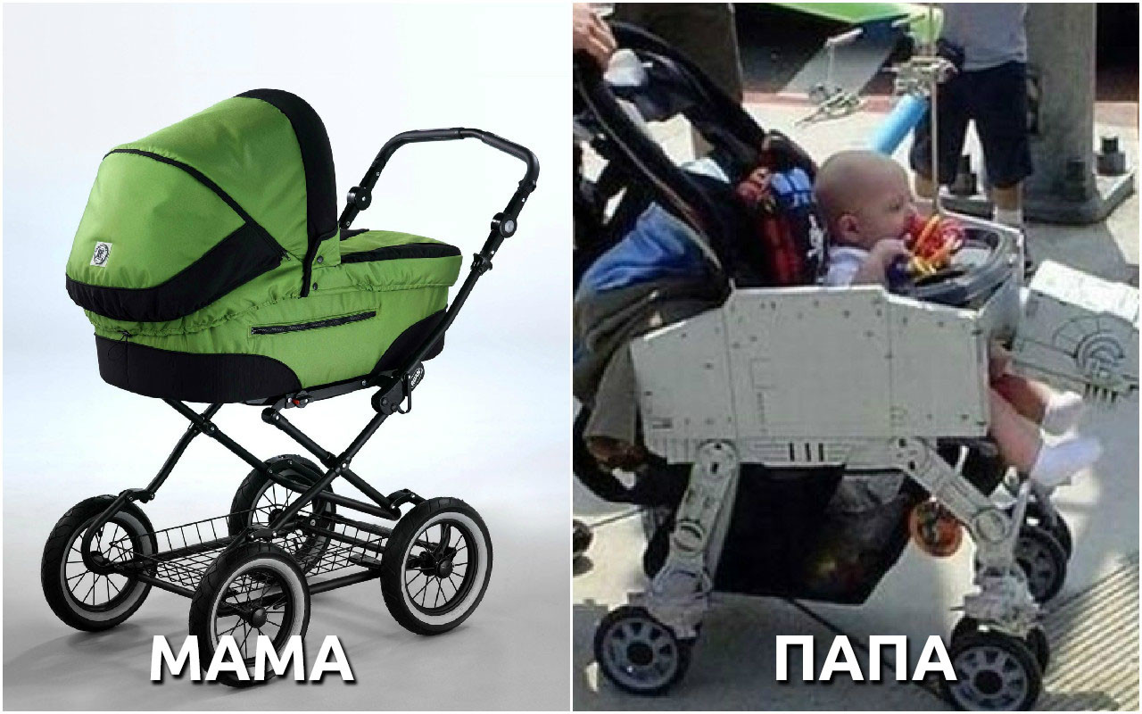 Родители выбирают ребёнку коляску. дети, мамы, папы, юмор