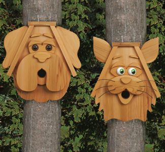 Cedar Cat and Dog Birdhouses Wood Pattern at this site... great idea, but I would like to make and paint!!