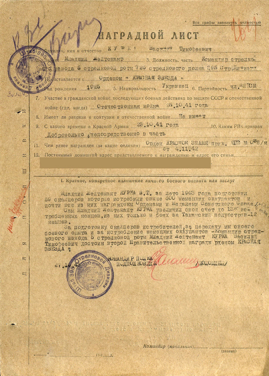 Василий Курка: 179 побед юного снайпера Василий Курка: 179 побед юного снайпера война, история, ссср, факты