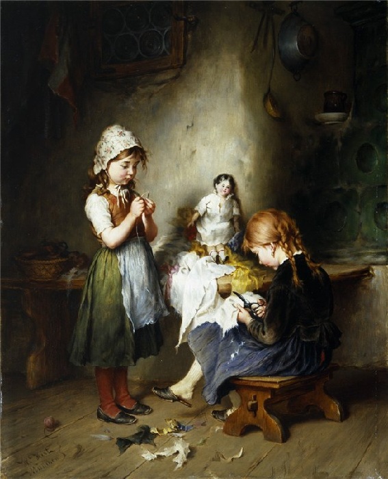 Генрих Хирт. Германия (1841-1902). Юные швеи. Генрих Хирт. Германия (1841-1902). Юные швеи.