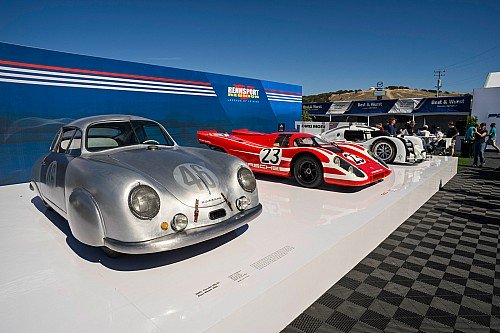 Porsche 356 SL 1949 года (1,1 л, 48 л.с., 640 кг, 160 км/ч), Porsche 917K 1969 года с 12‑цилиндровым 600‑сильным оппозитником (825 кг, 360 км/ч) и Porsche 917 Hybrid. Красота! Жаль, что фестиваль Rennsport Reunion проходит в среднем только раз в три года.