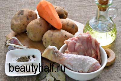 Картошка с курицей, запеченная в духовке