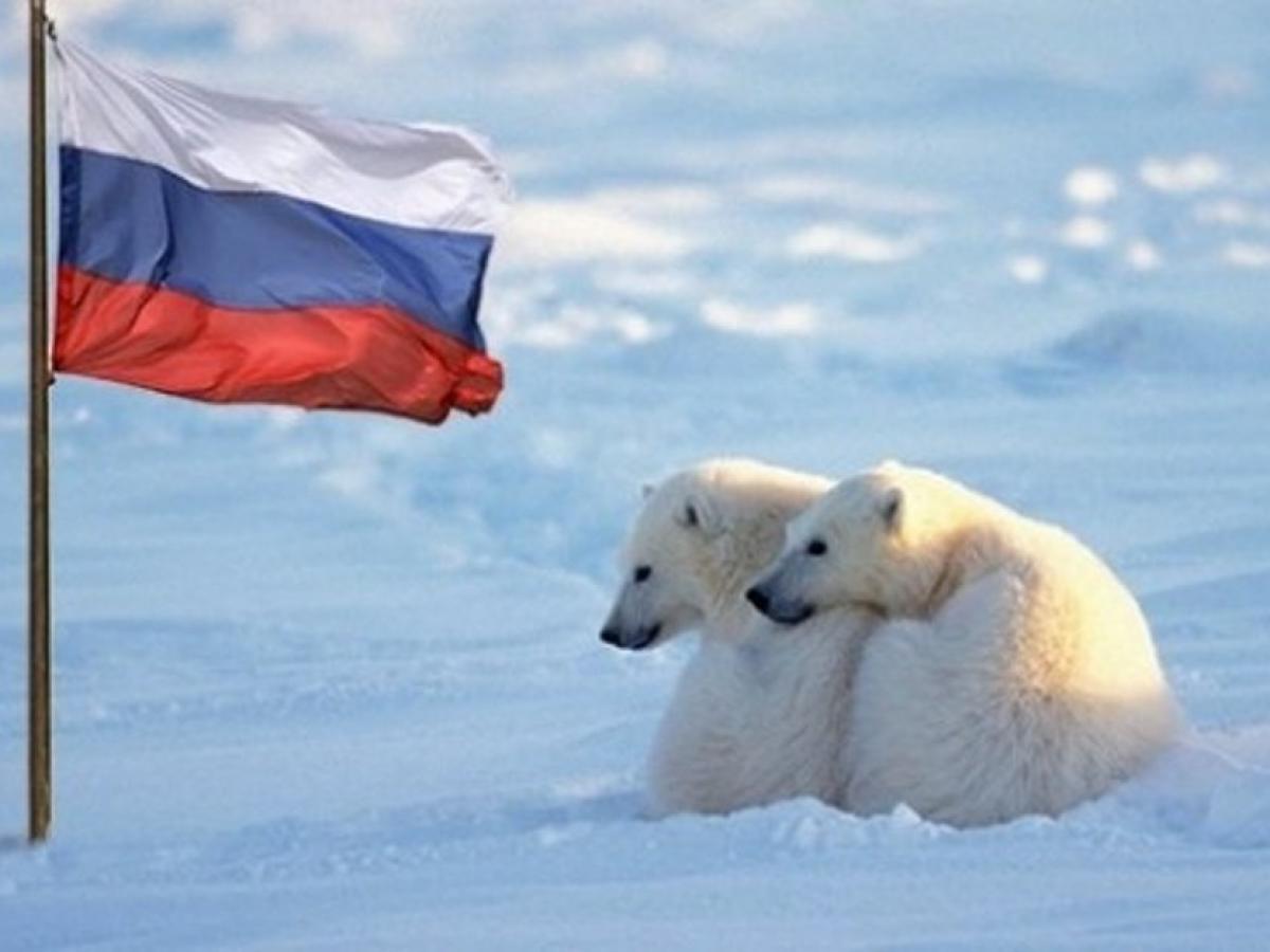 Флаг России на Северном полюсе