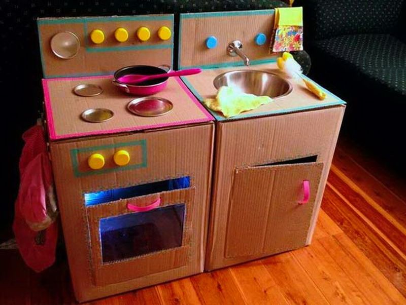 Кухня из коробок для детей мастер класс