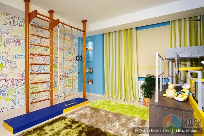 Дизайн детской комнаты, детская спортивный уголок