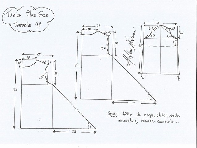 Туника + выкройки большого размера