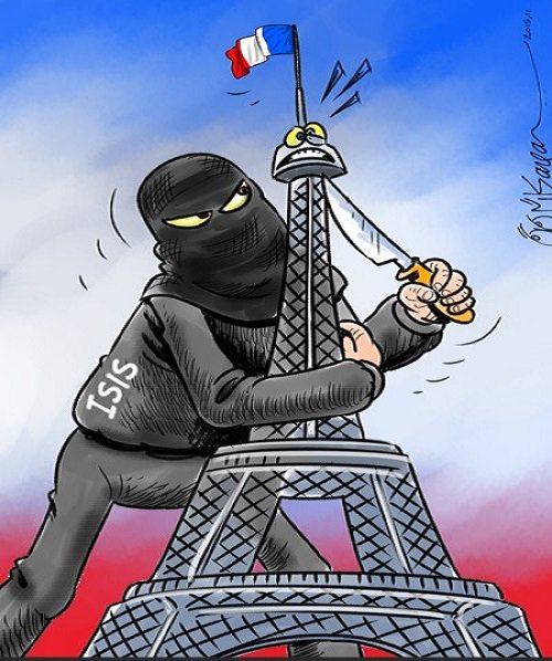 Al Jazeera:  Карикатуры арабских художников на теракты в Париже (ФОТОГАЛЕРЕЯ)
