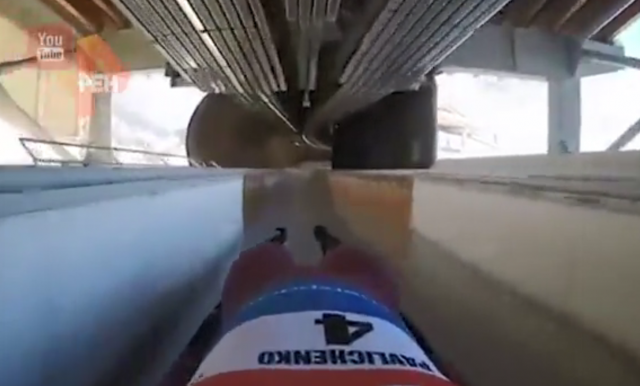Российский саночник снял видео во время прохождения трассы