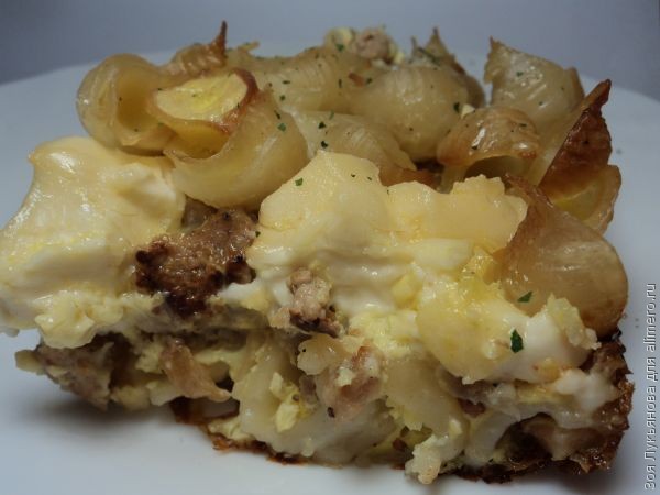 Запеканка из макарон с мясом Запеканка из макарон с мясом