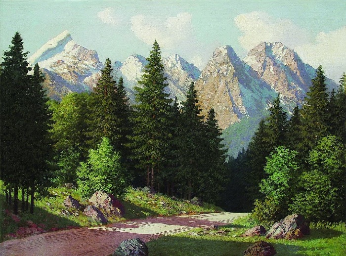«Горный пейзаж». (1899 год). Частное собрание. Автор: А.И. Мещерский. «Горный пейзаж». (1899 год). Частное собрание. Автор: А.И. Мещерский.