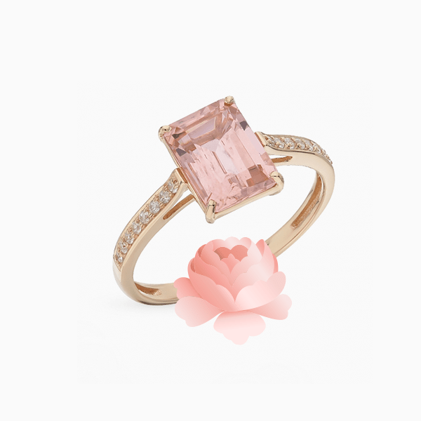 Кольцо SL, розовое золото, морганит 