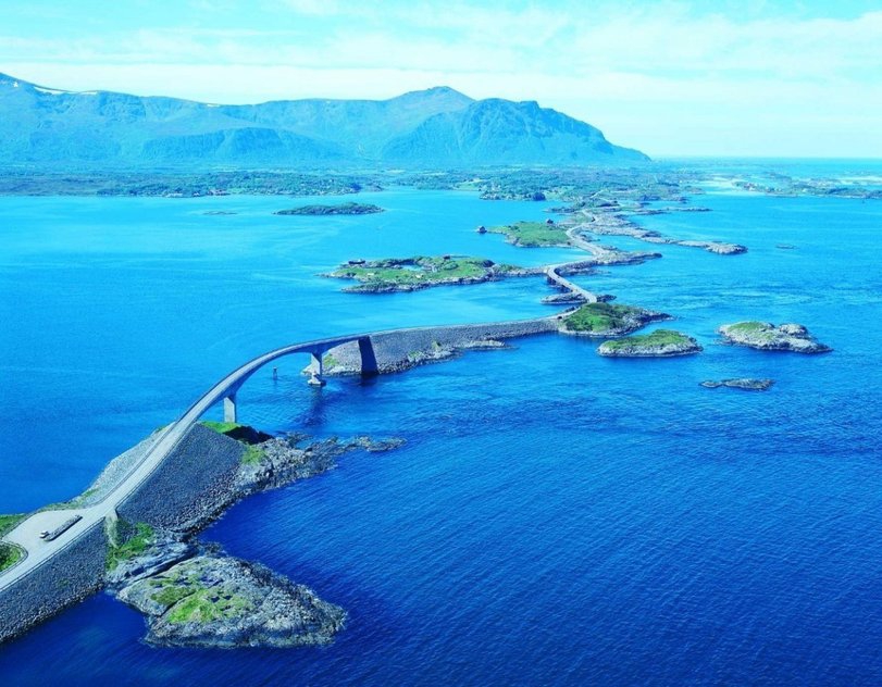 Атлантическая Океаническая дорога в Норвегии дорога, красивые картинки, норвегия, путешествия