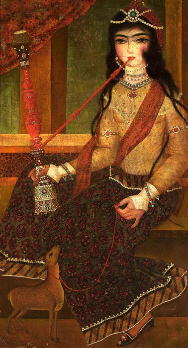 Девушка с кальяном. Каджарская живопись: окно в жизнь и моду мусульманских гаремов прошлых столетий