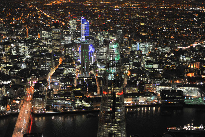 Ночной Лондон - вид сверху