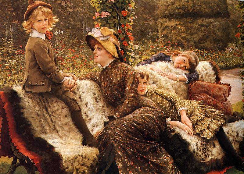 The Garden Bench, Автор: Tissot, Jacques Joseph (Жак Джозеф Tissot)Tissot, Jacques Joseph (Живопись на Gallerix.ru)