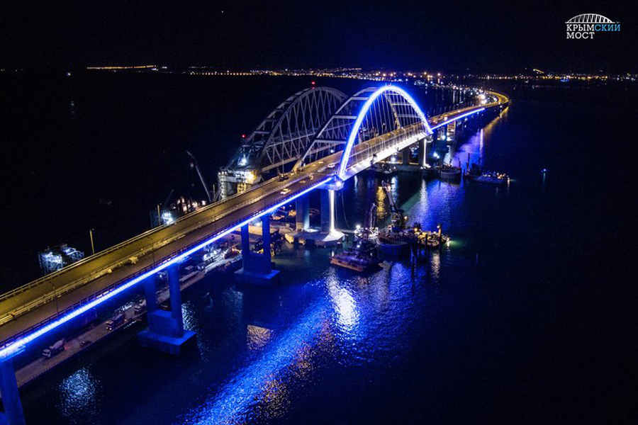 Крымский мост Подсветка Крымского моста