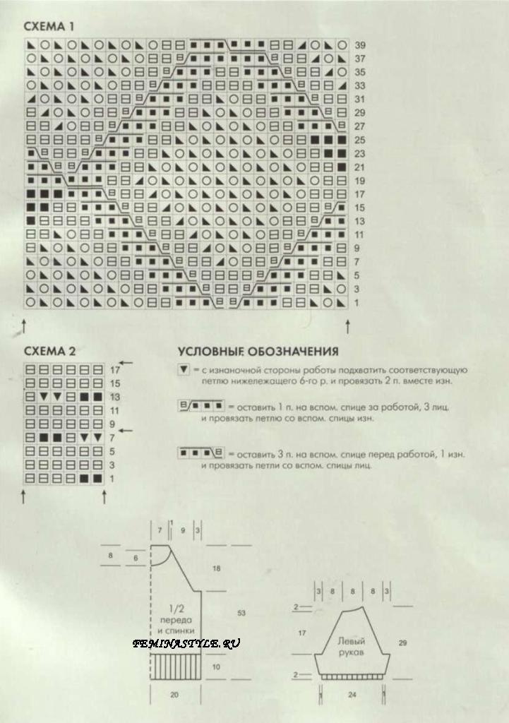 схемы вязания спицами джемпера