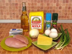 Пирог с мясом, луком, яйцами и сыром