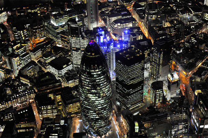 Ночной Лондон - вид сверху