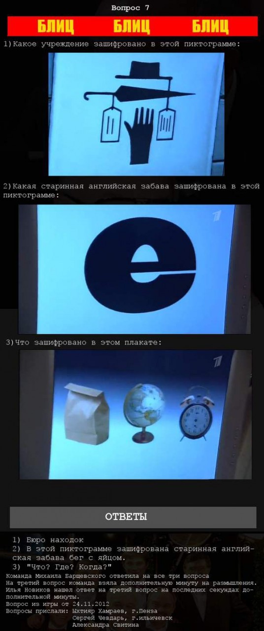 Топ-10 вопросов из телеигры "Что? Где? Когда?" "Что? Где? Когда?", вопрос, ответ