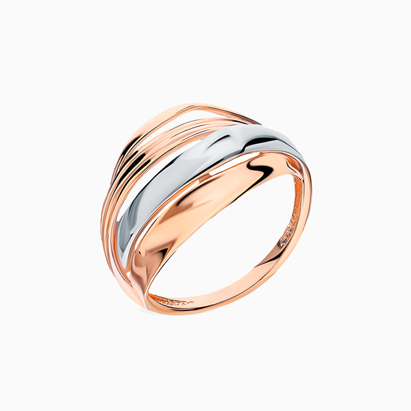 Кольцо SL, белое и розовое золото 