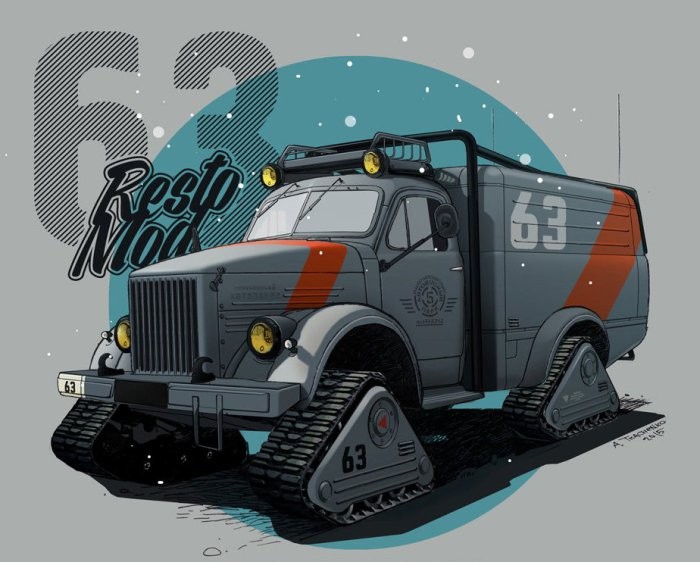 5. ГАЗ-63 «Снежная крыса» 5. ГАЗ-63 «Снежная крыса» СССР, авто, арт-картина, прототип, художник