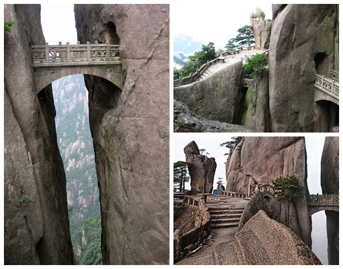 К мосту Бессмертных ведут опасные извилистые тропы над пропастью (Huangshan, Китай). 10 сказочно красивых арочных мостов мира, которые захочется увидеть вживую