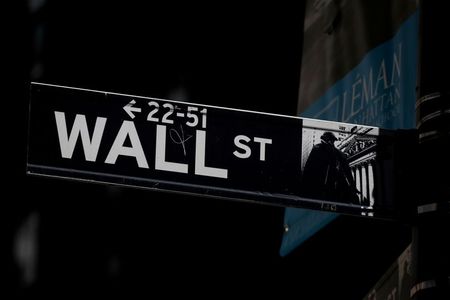 FILE PHOTO: A Wall St. street sign is seen near the New York Stock Exchange (NYSE) in New York City, U.S., September 17, 2019. REUTERS/Brendan McDermid/File Photo/File Photo