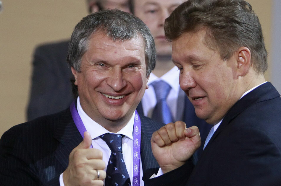 Фото pavel-shipulin.livejournal.com Главы "Роснефти" и Газпрома Сечин и Миллер